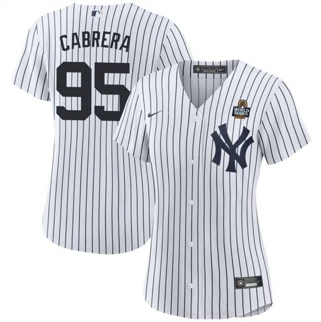Women%27s New York Yankees #95 Oswaldo Cabrera White 2024 World Series Cool Base Stitched Jersey Dzhi->mlb womens jerseys->MLB Jersey